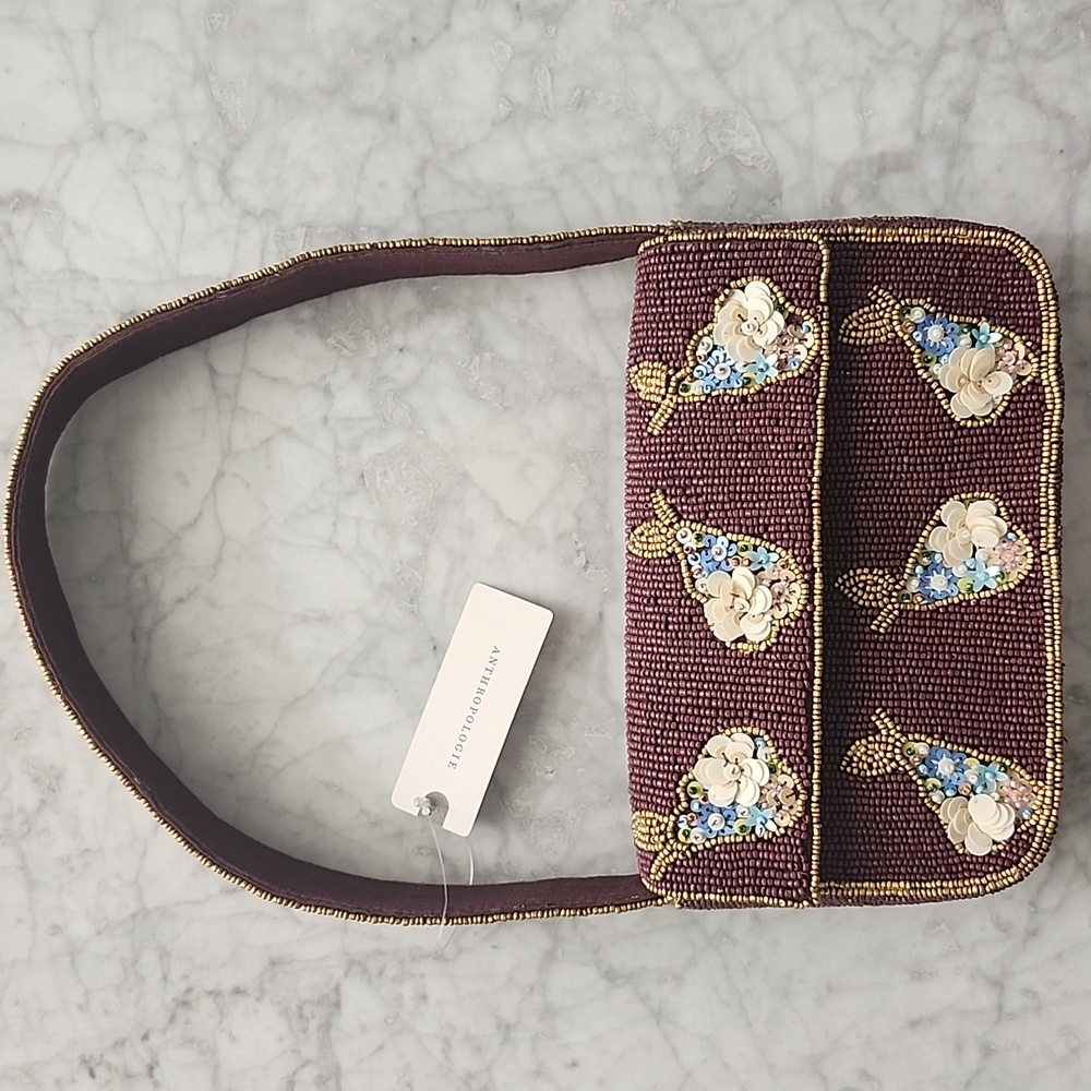 🌼 NWT Anthropologie Fiona pear beaded purse - Picture 4 of 5
